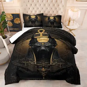 Anubis Pattern Bedding Quilt, a soft and comfortable household bedding item, is suitable for use in home bedrooms and hotels. It is ideal for room decoration and makes an excellent gift choice, Soft Quilts Bedspreads, Quilt Bedding Set