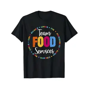 Food Service Team Cafeteria Staff Assistant School Administrative Team T-shirt Same style for men and women  summer short-sleeved printed T-shirt pure cotton 220G