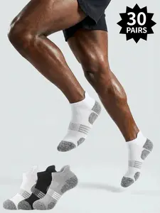 30-Pack New Arrival Black/White/Gray Men's Socks, Short Socks, Lightweight Knit, Sports Socks, Outdoor Fitness, Breathable and Quick-Drying, Durable, Short Style, Men's Ankle Socks