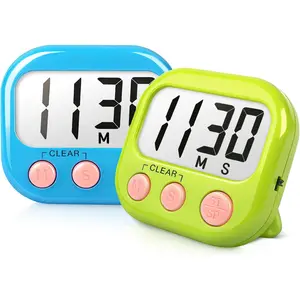 Large Magnetic Digital Timer for Teachers and Kids - 2 Pack (Blue & Green) - Classroom Timers for Studying, Cooking, Sports, Whiteboard, Office, Easy to Operate with Big Display, Loud Alarm
