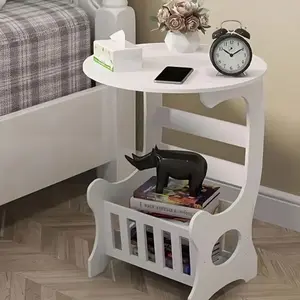 Multifunctional Bedside Table with Books and Magazines Storage - Compact Durable Plastic Design, Ideal for Small Spaces, Perfect for Living Room