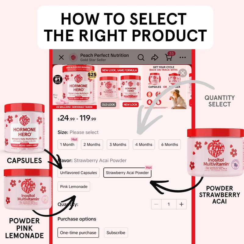 Peach Perfect Inositol Multivitamin - Peach Perfect Myo-Inositol, D-Chiro Inositol, Omega 3 Fitness Healthcare