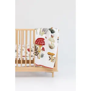 Whimsical Mushroom Cotton Muslin Quilt