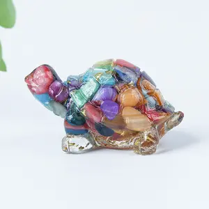 Crystal Turtle Healing Stone Table Decor, Natural Crystal Encased in Cute Resin Shell, Stress Relief, Meditation Corner, Office Desk Decoration, Crystal Carving, Home Ornament