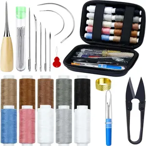 47 Pieces Upholstery Repair Sewing Kit:Including Sewing Awl,Seam Ripper,Leather Hand Sewing Stitching Needles,Sewing Thread For Car,Backpack,Shoe,Craft,New Year Gifts,DIY Hand Tools Kits