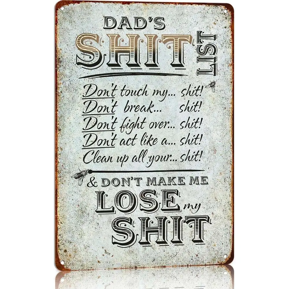 Vintage Metal 'Dad's List' Plaque Sign, 12x8 in High-Quality Durable Material, Easy-to-Hang Home Decor, Funny Novelty Father's Day Gift for Dads, Garage Decor, Father's Day Gifts