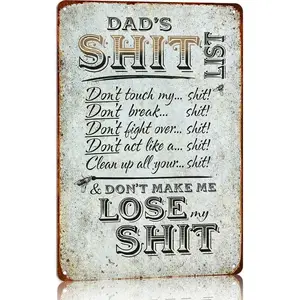 Vintage Metal Sign 'Dad's List' 12x8 Inch for Garage Bedroom Man Cave Funny Novelty Gift for Dads Men Home Decoration High-Quality Durable Material Easy to Hang