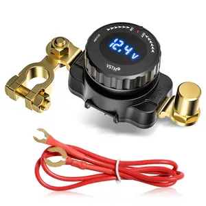 Top Post Battery Disconnect Switch with Voltmeter, 5V-80V Car Battery Disconnect Switch, Negative On/Off Master Isolator Power Cut Shut Off for Car, RV, Boat, Truck, ATV Vehicle Motor