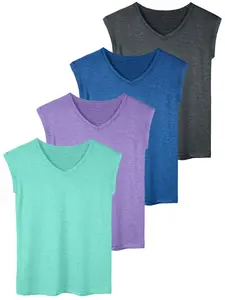 Cymebosilux 4 Pack  Women's Maternity  V-Neck tank Athletic Workout Yoga Running Gym Casual Tees  Loose Fit