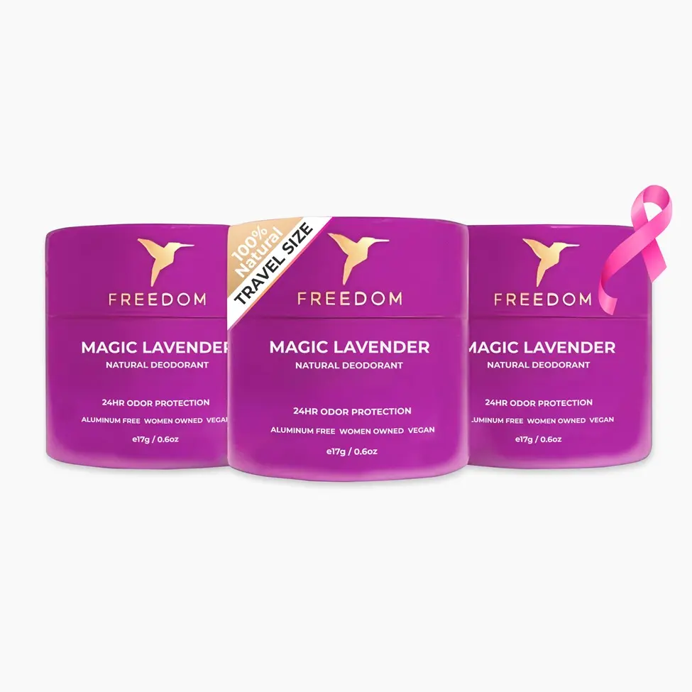 Freedom Magic Lavender Eco-friendly Travel Deodorant 3-Pack, Ewg Verified & Clinically Proven, Made with Organic Essential Oils, 100% Natural Body Care - 0.6 Oz Each