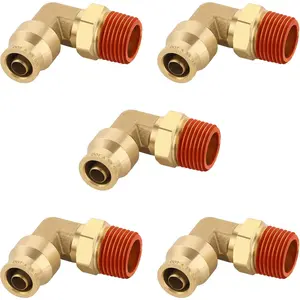 3/8" Quick Push to Connect Fittings Brass 90 Degree Union Swivel Elbow Joint DOT Approved 3/8" Tube OD x 3/8" NPT Thread Air  Line Adapter Air Suspension Kit for    5 count