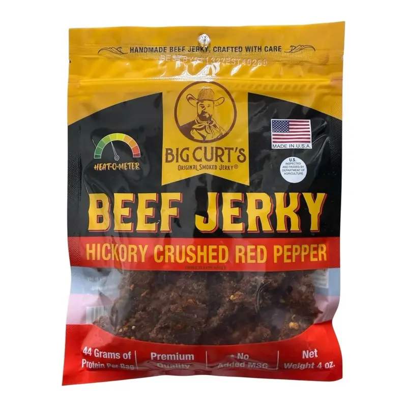 Big Curt's Hickory Crushed Red Pepper Jerky - 44 Grams of Protein Per Bag Dried Beef Snack