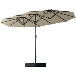 15ft Large Patio Umbrella, Double Sided Outdoor Umbrellas, Market Umbrellas with Crank Handle, Backyard Umbrela for Deck, Garden, Pool