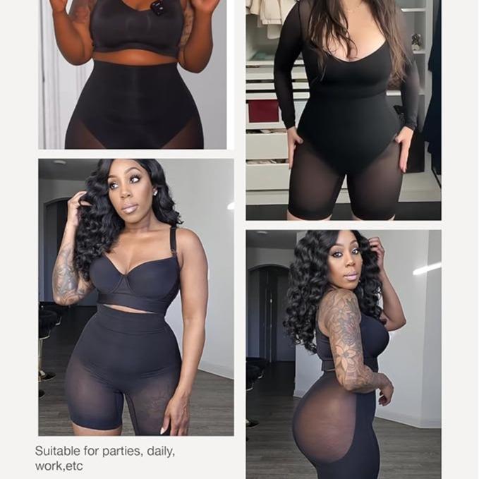 FeelinGirl Mesh Tummy Control Shapewear Shorts for Women Butt Lifting Body Shaper Thigh Slimmer Panties Underwear