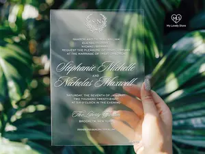 My Lovely Store Elegant Calligraphy Foil-Pressed Acrylic Invitations with Premium Envelopes