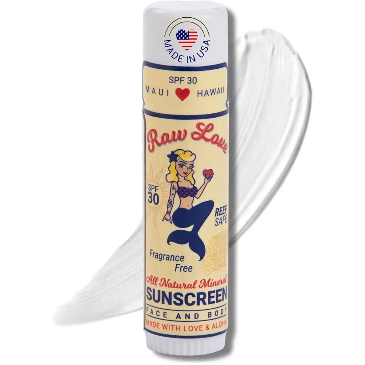Raw Love Reef Face Face Sunscreen Stick SPF 30 | Mineral Zinc Oxide + Organic Ingredients for Sensitive Skin, 0.6 Oz for Face & Body - Facial Skincare Fragrance Gentle