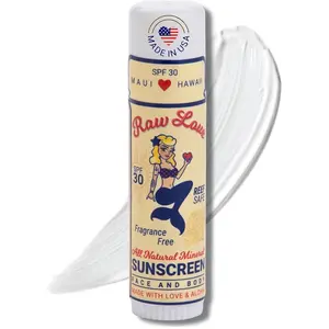 Raw Love Reef Face Face Sunscreen Stick SPF 30 | Mineral Zinc Oxide + Organic Ingredients for Sensitive Skin, 0.6 Oz for Face & Body - Facial Skincare Fragrance Gentle