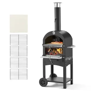 VEVOR Outdoor Pizza Oven, 12 Pellet Fire Ovens, 2-Layer Pizza Oven Wood Fired, Wood Burning Outdoor Pizza-Oven with 2 Removable Wheels, 1000 Max Temperature Fired Pizza-Maker Ovens for Barbecue