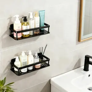 2Pcs No Drill Corner Shower Caddy Wall Mount Shelf (Need to screw in the screws)