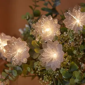 1 PC Romantic LED Fiber Optic Fairy Light String - Battery-powered garland - Valentine's Day decoration - Party and wedding decoration - Artificial flower ribbon - Outdoor garden decoration