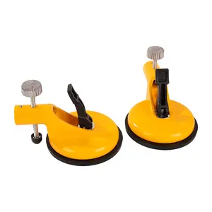 Adjustable Height Leveler—Professional countertop leveling tool for smooth surfaces like granite, marble, quartz glass slabs, etc., equipped with vacuum suction cup clamps & rubber tools. Yellow