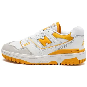 New Balance 550 Varsity Gold Men's Sneakers Round Toe Laces All Seasons Premium Gold-Tone Upper White Midsole Breathable Mesh Panels Durable Rubber Outsole Lightweight Retro-Inspired Look