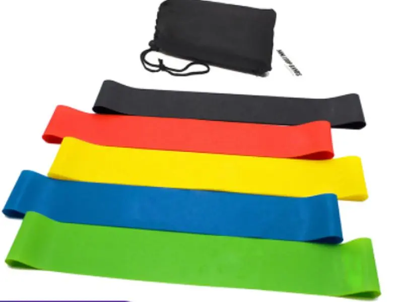 VibraStore Yoga Fitness Rally, Resistance Bands, Latex, 5 Colors, 5 Tension Levels, 600x50mm, 5 Pack