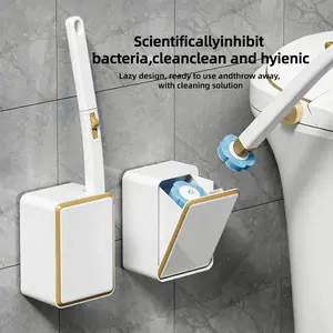 Wall-mounted toilet brush set, 360° rotatable toilet brush with replacement brush heads, bathroom rotating brush, cleaning tool for deep cleaning and bathroom maintenance.