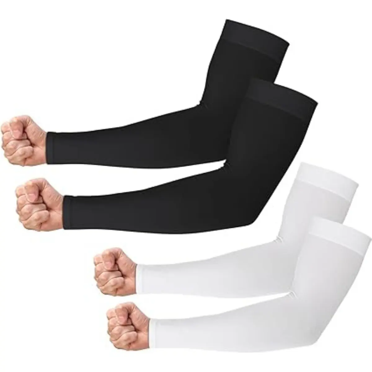2 Pairs UV Protection Compression Sleeves - UPF 50+ Unisex Arm Sleeves for Volleyball, Gardening & Outdoor Sports, Breathable Tattoo Cover Up (Anti-Sweat Athletic Sleeve for Women/Men)