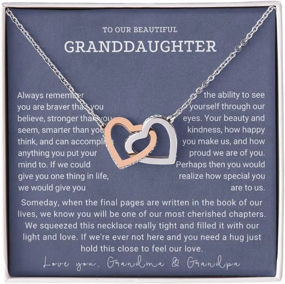 To Our Granddaughter Necklace – Sentimental Jewelry Gift from Grandparents, Elegant Pendant Keepsake with Heartfelt Message Card, Perfect Graduation Gift, Surprise Christmas Present, or Happy Birthday Jewelry Gift Idea from Grandma and Grandpa