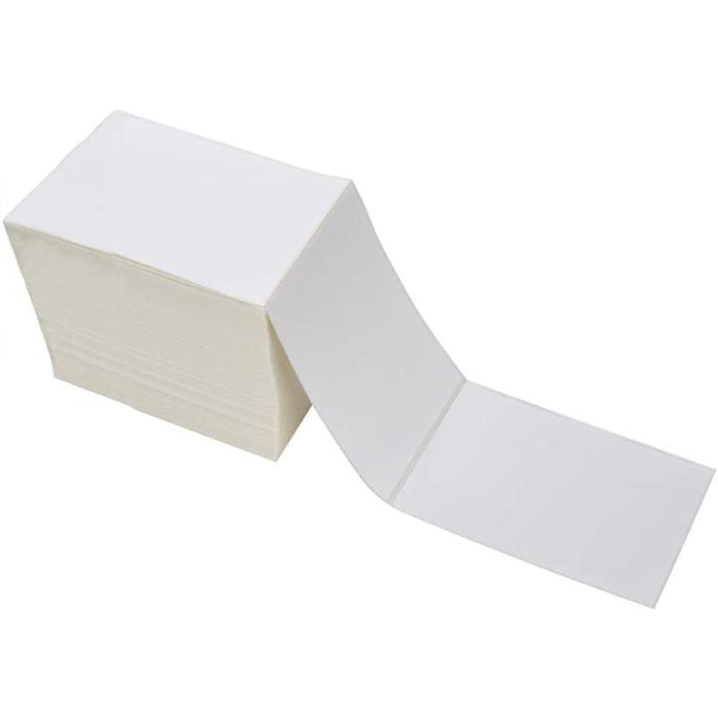 Fanfold 4 x 6 in Direct Thermal Shipping Labels, White, Perforated-500 Labels per Stack, 1 Stack