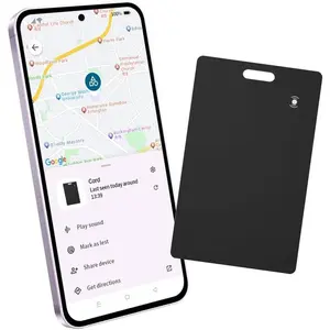 Android Wallet Smartcard Tracker, Bluetooth Locator Works with Google Find My, Slim Card Tracker for Luggage Passport, Wireless Rechargeable Item Finder for Home Outside Travel, 1 Pack, Black