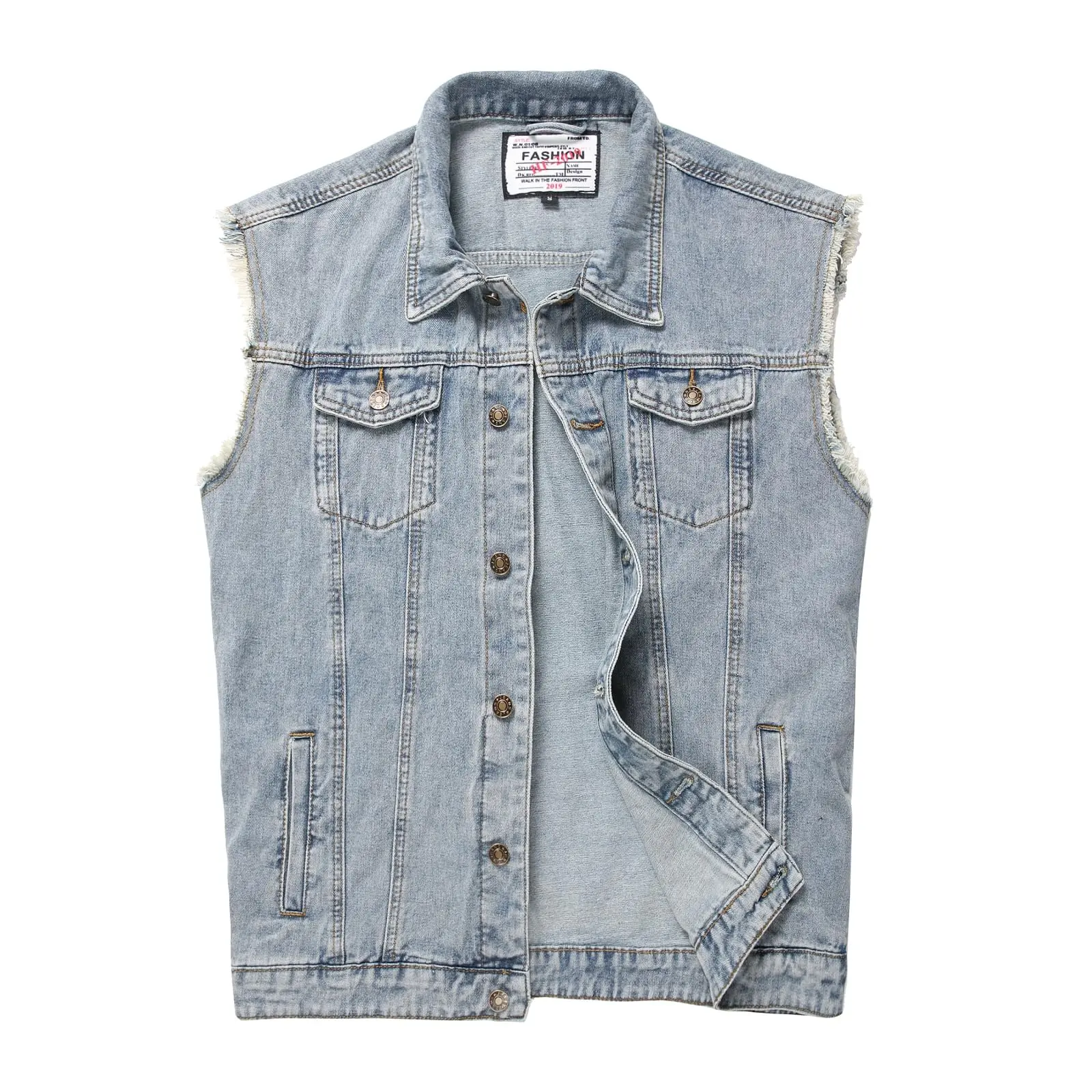 Denim Vest Jacket for Men Fashion Stretchy Trucker Sleeveless Jean Outerwear