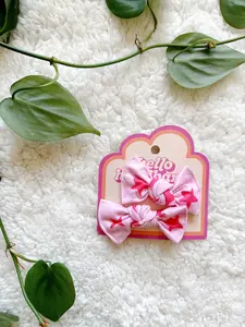 Pigtail Clip Set - Pink Stars
