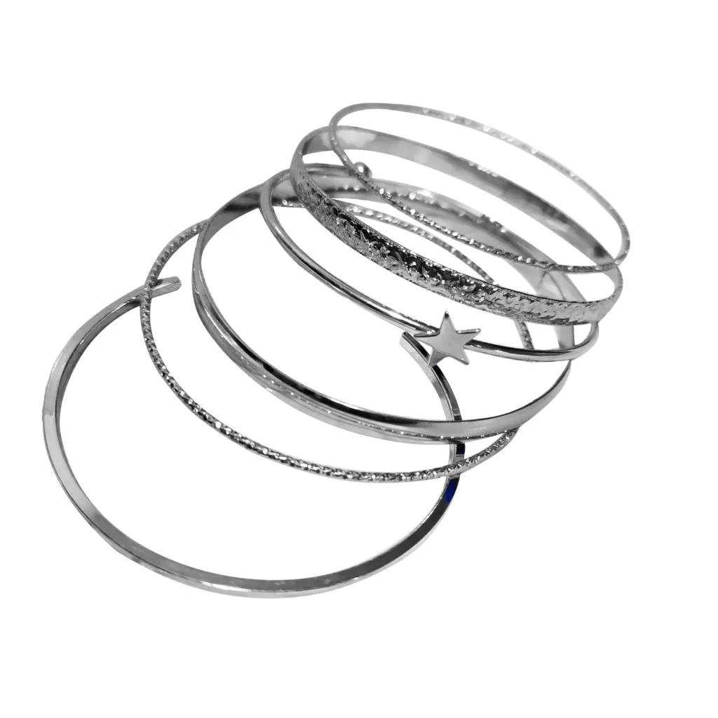 6 PCS Adjustable Star Bangle Set Chic Bracelets Fashion Wirst Jewelry for Party