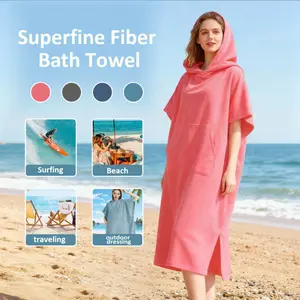 1pcs Quick-drying hooded bathrobe, microfiber cape, beach bathrobe, light and comfortable bath towel, suitable for home shower, beach, hotel, swimming, travel vacation, Shower Towels