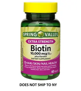 Spring Valley Biotin Plus Keratin Tablets, 10000 mcg 60 Count, Free & Fast Ship