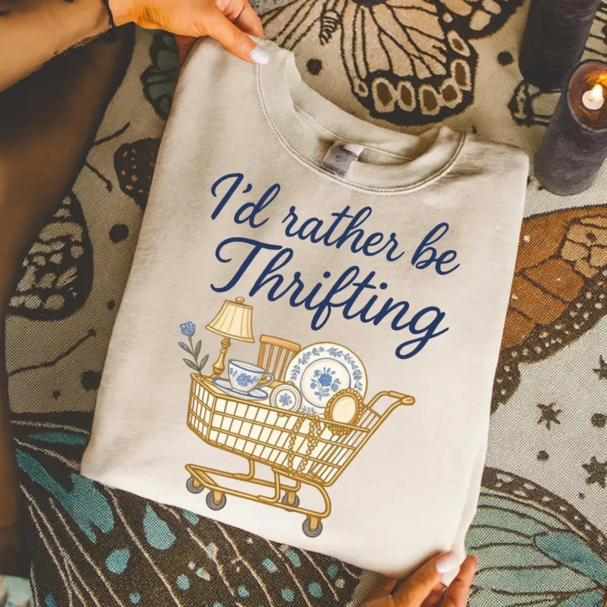 Id Rather Be Thrifting Shirt and Sweatshirt, Vintage Thrift Lover Graphic Tee, Cozy Cottagecore Aesthetic T Shirt