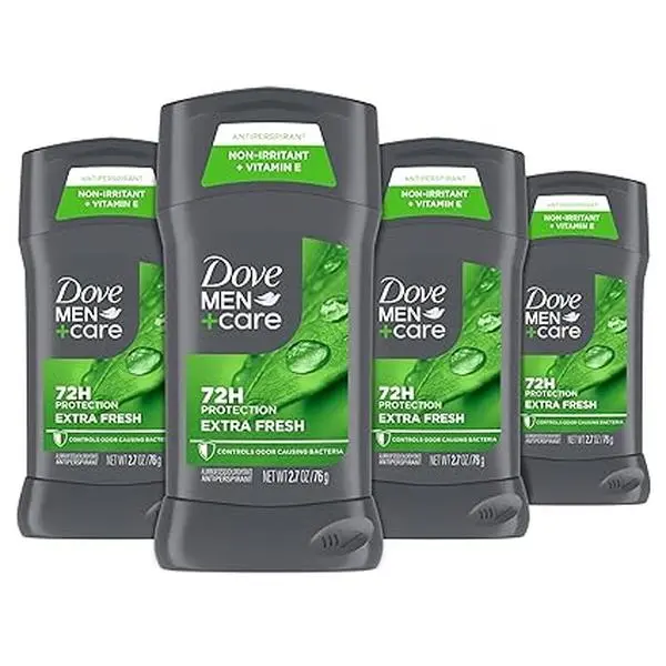 Dove Men+Care Antiperspirant Deodorant Stick for Men, Long-Lasting 48-Hour Sweat and Odor Protection, Dye Free, Extra Fresh Citrus Scent, 2.7 oz, 4-Count Pack, 2.7Oz