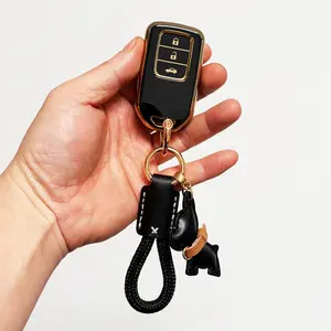 for Honda Car Key Protection Case Soft Durable Tpu Keychain Compatible with Accord Civic Crv Pilot Odyssey Passport 3 Button Car Key Accessory