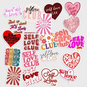 Sticker Pack 20 Self Love Club Vinyl Sticker, Positive Mental Health Quote, Waterproof Sticker