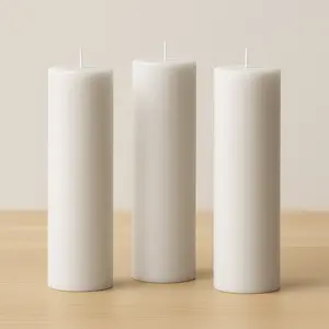 6-Pack Unscented Pillar Candles – Dripless 3"x12" White Paraffin Wax with Smokeless Cotton Wicks, Clean & Long-Lasting 120-Hour Burn