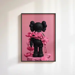 Black&Pink Kaws Poster Print, Hypebeast Figure Poster, KAWS Poster, Kaws Wall Art, Hypebeast Toys, Graffiti Kaws, Kaws Picture