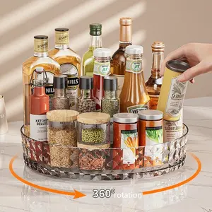 Stainless Steel Kitchen Spice Rack Wall-Mounted Multi-Functional Spice Rack Box Jar Kitchen Storage Home Organizador De Cocina,  Cosmetics Kitchen Accessories Organizer Tray, 360 Degree Rotating Cabinet Organizer Tray Plate, Kitchen Storage Spice Rack