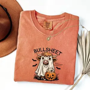 Comfort Colors Ghost Cow Boo Shirt, Bullsheet Shirt, Halloween Shirt, Halloween Gift, Retro Halloween, Vacation Shirt, Summer Tee Womenswear