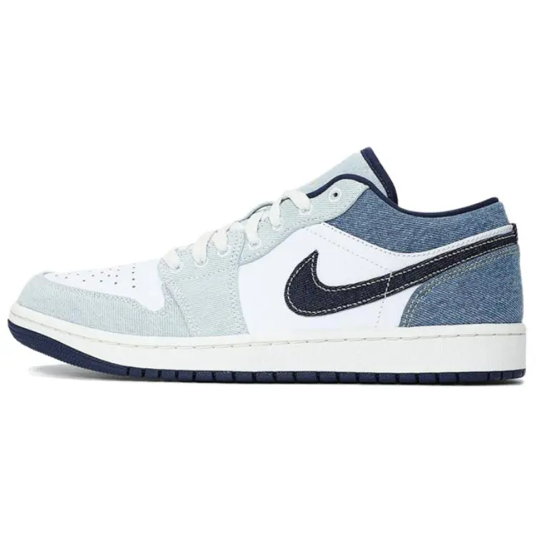 Jordan 1 Low Se Denim Star Blue Retro Versatile Durable Non-slip Basketball Shoes Men's IH0648-141