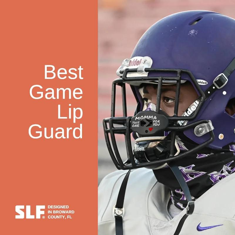 Football Mouth Guard - Lip/Mouthguard with Helmet Strap - Lip/Teeth Protector Mouthpiece - No Boil - for Youth/Adults, Maximum Air Flow, for All Sports - Momma This One for You