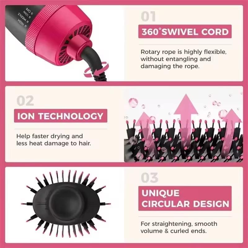 Professional High Quality One Step Hair Dryer Brush Styler Tools Fast Heating Hair Straightener & Drying Hot Air Brush for Dry Straight Curl