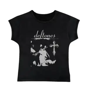 Y2k Deftones Graphic Baby Tee, Women Summer Short Sleeve Shirt, Emo Scene 2000s Clothes, Y2k 2000 tops, Casual Cotton Tee, Gift For Girlfriend