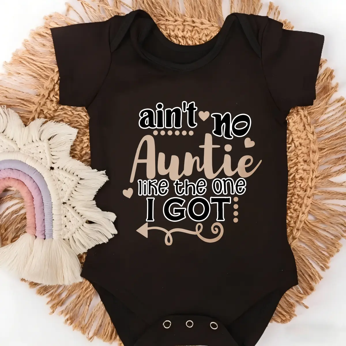 Premium Cotton Baby Bodysuit Auntie Love Quote Print 100% Pure Cotton Non-Irritating Snap Closure Breathable Stretchy Perfect For Gifting & Everyday